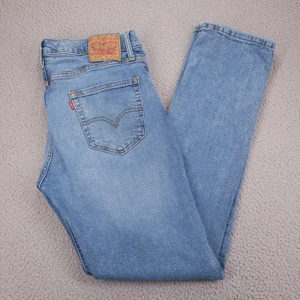LEVIS 511 Jeans Mens Size 32x33 (Tag 34x34) Slim Leg Low Stretch Blue Wash Denim